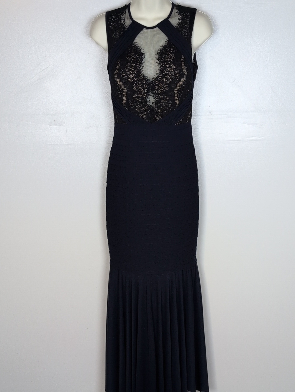 Xscape Black Lace-Front Maxi Dress